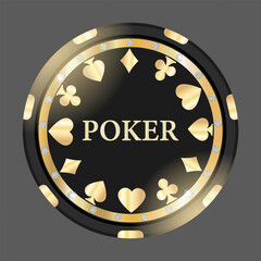 Exclusive VIP Casino Chip Design Featuring Gold, isolated on white background