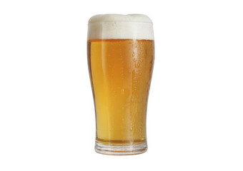Glass of beer with foam drink alcohol isolated on a transparent background
