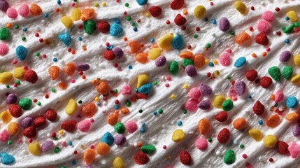 Colorful Sprinkles on Whipped Cream for Party Dessert Decorations