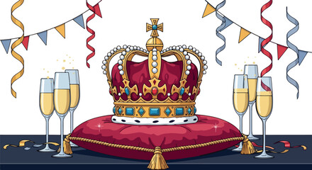 Royal Crown Celebration Illustration isolated on transparent background