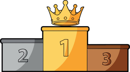 Golden Crown Winner Podium Illustration isolated on transparent background
