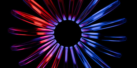 Cyber elements made of dispersion glass and liquid acrylic green violet blue glow on black backdrop cinematic tech background design cover art music visuals 3d rendering © IM_VISUALS