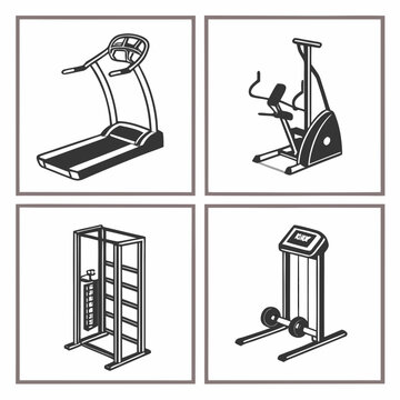 Four different types of exercise equipment for home workouts Vector