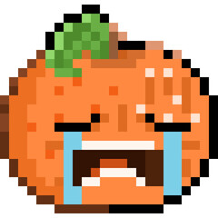 Pixel Cartoon Crying Orange Character.