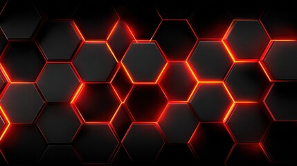 Abstract Hexagonal Pattern with Glowing Edges in Dark Background