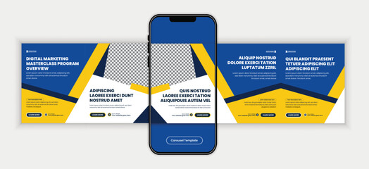 Digital Marketing Tips and Strategy Social Media Carousel Post Design Template for Business Growth, Corporate Marketing, Startup Promotion, Agency Branding, Instagram and LinkedIn Multi Slide Content 