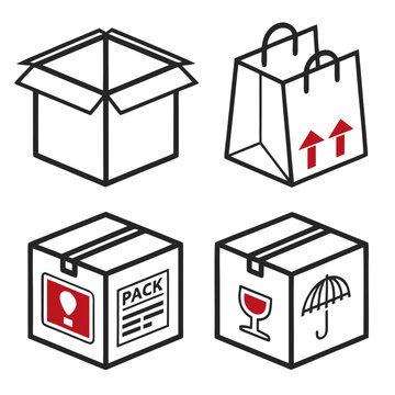 Various icons representing shipping, delivery, and package handling services Vector