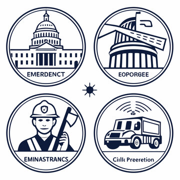 Icons representing different aspects of government services and infrastructure Vector