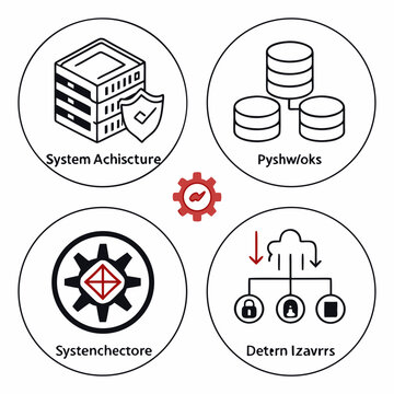 Diagram of various database management systems and their components Vector