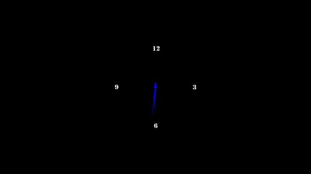 Minimalist wall clock design featuring black stencil-style numbers 12, 3, 6, and 9 with a single hand pointing to twelve o'clock on a textured off-white background.