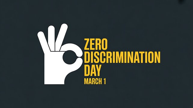 Zero discrimination day march 1 awareness poster with hand symbol illustration
