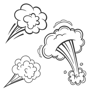 Illustration of four different types of clouds with varying shapes and sizes Vector