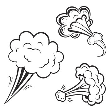 A whimsical illustration of three different types of clouds with wind effects Vector