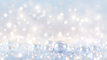 コスメやファッション、ウェディングや誕生日イメージ　キラキラ輝く青い光のボケとラメのテクスチャ背景