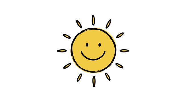 Smiling Sun Illustration with Happy Face.