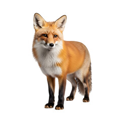 Fototapeta premium Portrait of a beautiful red fox standing isolated on white background