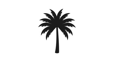Obraz premium A simple stark silhouette depicts a tropical palm tree against a plain white background evoking summer high quality