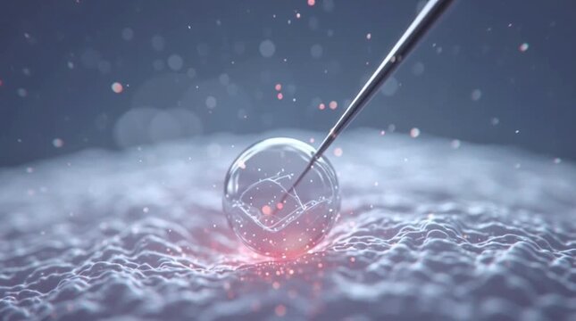 IVF concept Micromanipulation Injection of Egg Cell 3D Render Science