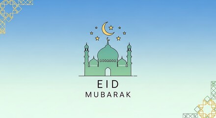 Celebrating the joyous occasion of eid with a festive mosque illustration