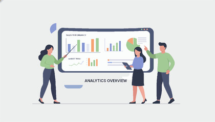 Business Team Meeting in Modern Office Vector Illustration