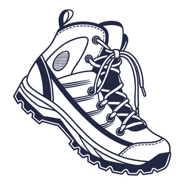 A detailed illustration of a hiking boot showcasing its design and features Vector