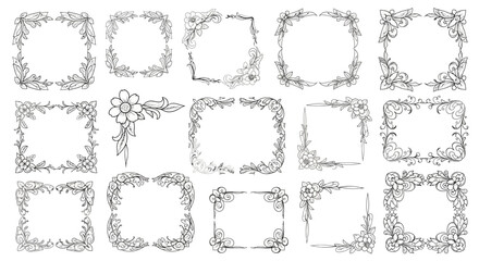 A collection of decorative vintage floral frames and borders, perfect for invitations and scrapbooking.