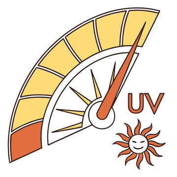 Sunlight intensity meter with uv index indicator and sun graphic Vector