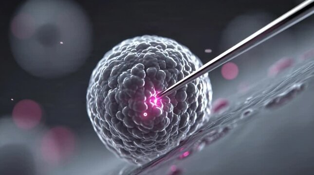 IVF Microinjection Cell Research Futuristic Medical Procedure