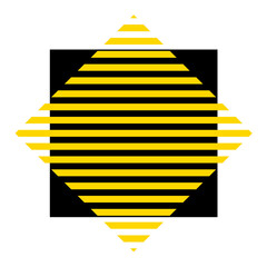 black square with yellow line