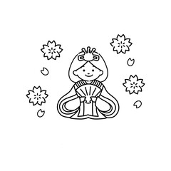 Fototapeta premium お雛様(線画)