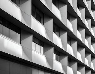 Fototapeta premium Modern architecture exterior geometric facade pattern in black and white