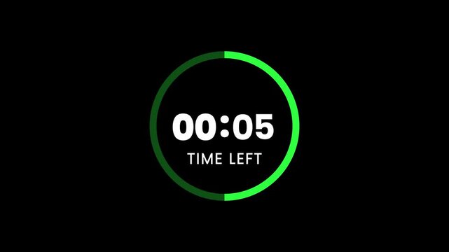 10 seconds sliding countdown timer animation isolated on black background