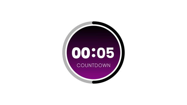 10 seconds digital clock countdown timer animation isolated on white background