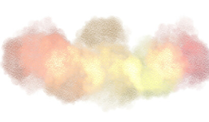 Fototapeta premium Abstract glowing colorful smoke explosion effect on transparent background, fluffy smoke, fog and clouds Png. Realistic watercolor smoke dust scratches effect.