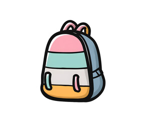 Cute School Backpack Doodle Illustration PNG Transparent Background