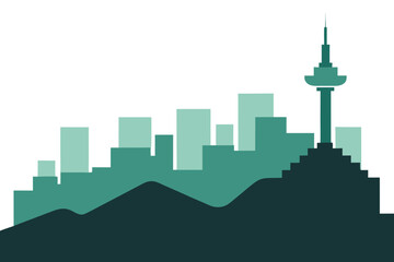 Seoul Skyline N Seoul Tower Vector Illustration