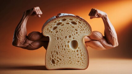 Strong Bread with Muscular Arms Concept
