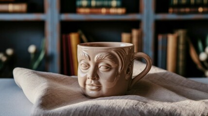Surreal Coffee Mug with Human Face Expression