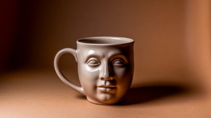 Surreal Coffee Mug with Human Face Expression