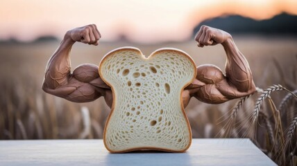 Strong Bread with Muscular Arms Concept