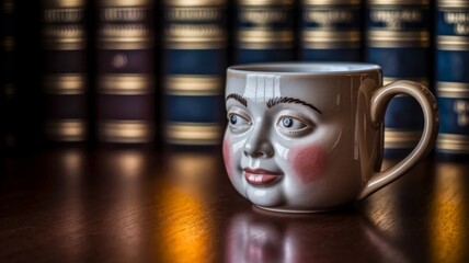 Surreal Coffee Mug with Human Face Expression