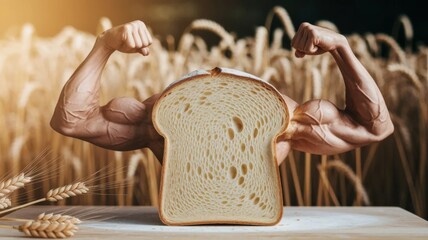 Strong Bread with Muscular Arms Concept