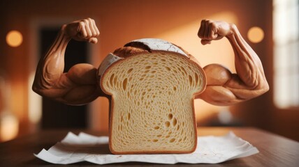 Strong Bread with Muscular Arms Concept