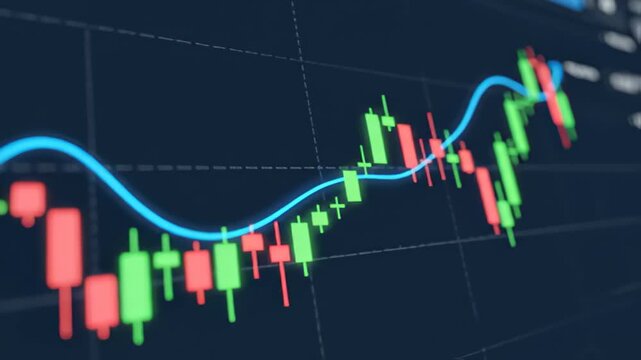 Stock market data chart with candlestick pattern analysis visualization