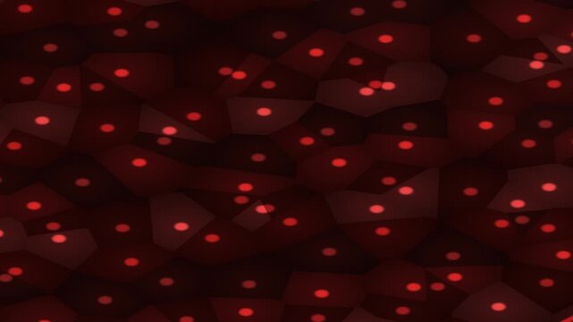 Abstract red geometric pattern, with glowing dots and a single straight red line