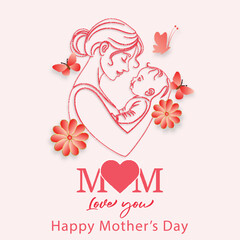 Happy Mother's Day Loving Mom and Baby Embrace