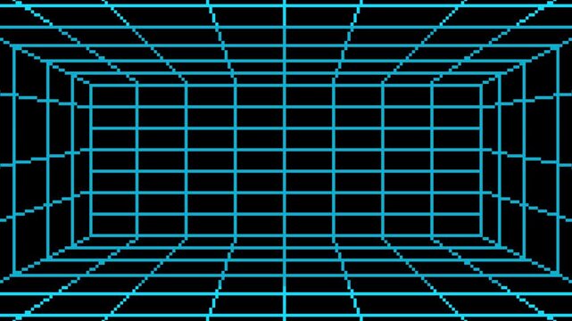 8-bit pixel art grid virtual reality cyberpunk digital background. looped animation 4k 30fps