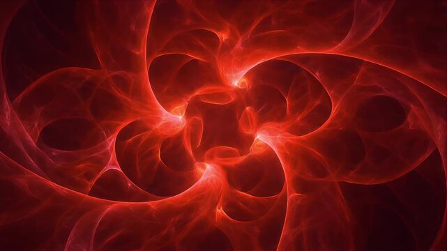 Intense red fractal energy spirals evoke power, passion, and transformation, perfect for dramatic intros, science visuals, abstract technology concepts, and high-impact stock footage.