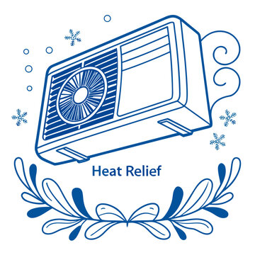 A beautifully designed heat relay system with intricate blue decorative elements Vector