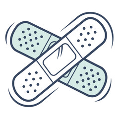 Two blue bandages with white crosses and dots on a white background Vector